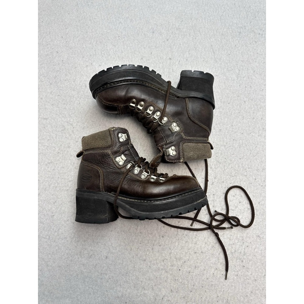 Skechers Boots Womens Size 6.5 Brown Leather Oil Resistant Work Combat Lug Sole